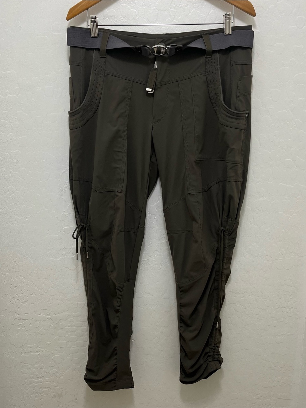 High Everyday Couture Pants Amble Cargo Tapered Ruched Legs US 10 Made in Italy